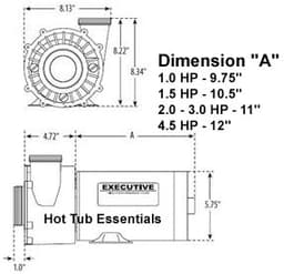 1.5 HP 120V Executive Spa Pump, 48fr, 2sp thumbnail 3